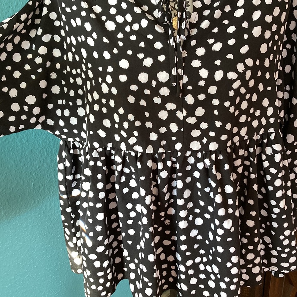 SHEIN | Women’s Polka Dot Long Sleeve Peplum Blouse - Picture 6 of 8